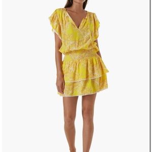 Melissa Odabash Keri Cover-Up Dress yellow smocked tiered coverup size Medium